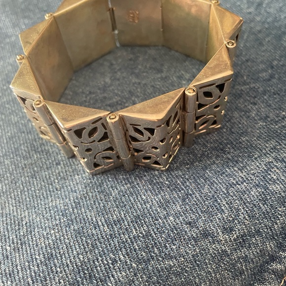 Vintage Handmade Mexico Taxco .925 Silver 9 Panel Hinged Cutout Bracelet Cuff - Picture 16 of 16